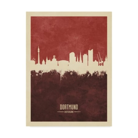 Michael Tompsett 'Dortmund Germany Skyline Red Ii' Canvas Art,35x47